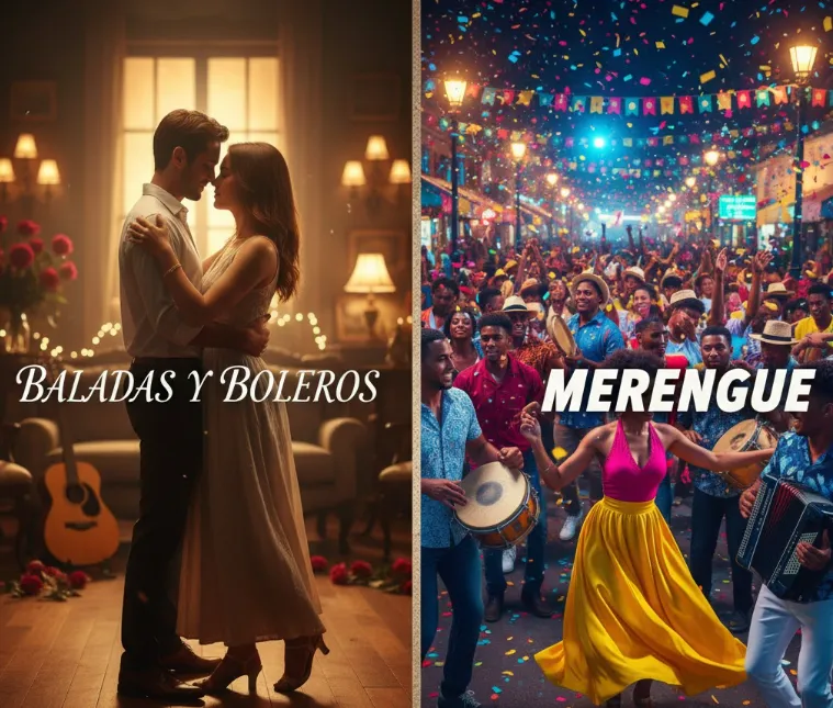 Baladas, boleros  y merengue